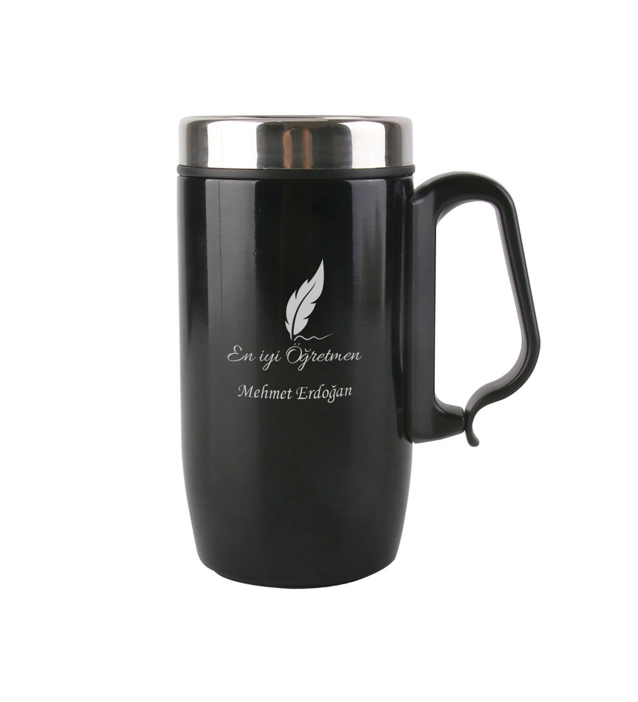 Kişiye Özel Öğretmenler Günü Hediyesi Çelik Mug Siyah Termos 240 ML